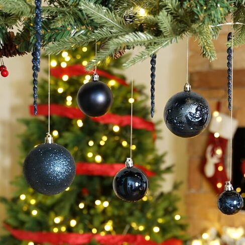 Christmas Ball Ornaments for Christmas Decorations - 41 Pieces Xmas Tree Blue Shatterproof Ball Ornaments with Hanging Loop for Holiday and Party Decoration in Saudi Arabia