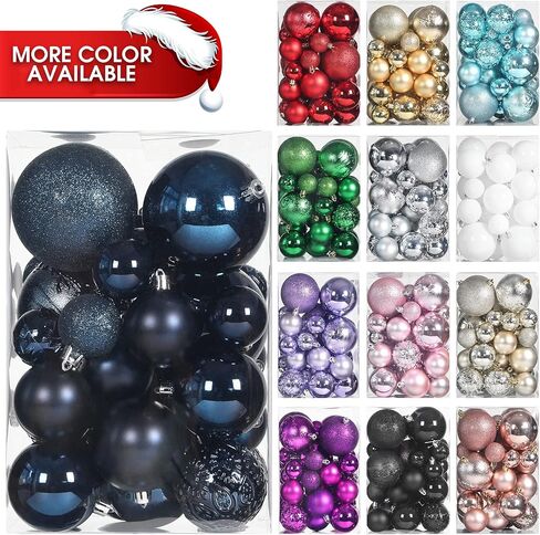 Christmas Ball Ornaments for Christmas Decorations - 41 Pieces Xmas Tree Blue Shatterproof Ball Ornaments with Hanging Loop for Holiday and Party Decoration in Saudi Arabia