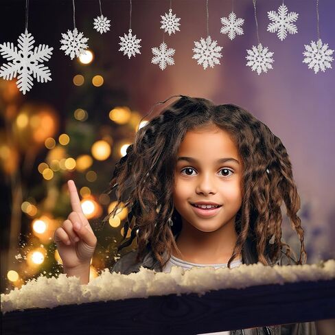 48pcs White Plastic Snowflake Decorations Christmas Tree Ornaments Glitter Snow Flakes Ornaments Christmas Indoor Winter Wonderland Decor，3 Sizes， 3Styles in Saudi Arabia