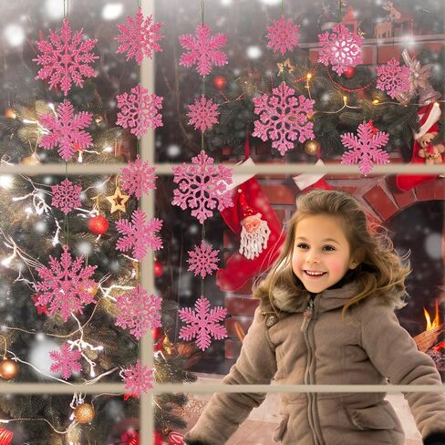 48pcs White Plastic Snowflake Decorations Christmas Tree Ornaments Glitter Snow Flakes Ornaments Christmas Indoor Winter Wonderland Decor，3 Sizes， 3Styles in Saudi Arabia