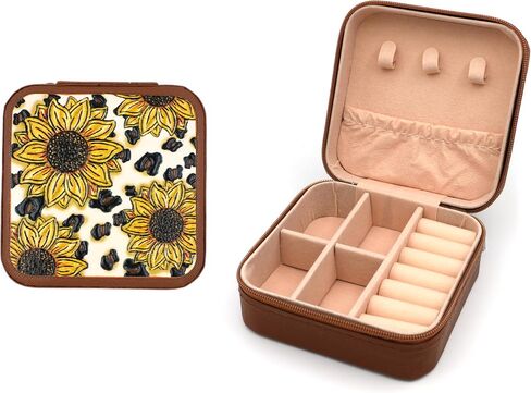 Western Theme Travel Jewelry Organizer - Portable Leather Jewelry Case for Women - Compact Storage Box for Earrings, Necklaces, Rings, and Bracelets (Highland Cattle) in Saudi Arabia