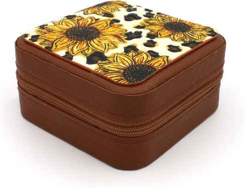 Western Theme Travel Jewelry Organizer - Portable Leather Jewelry Case for Women - Compact Storage Box for Earrings, Necklaces, Rings, and Bracelets (Highland Cattle) in Saudi Arabia