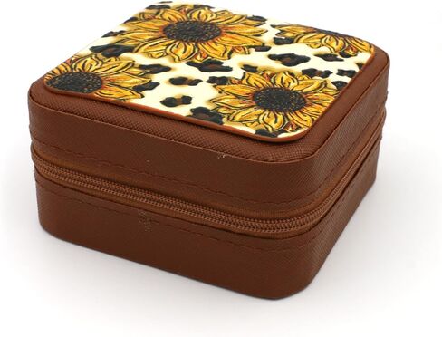 Western Theme Travel Jewelry Organizer - Portable Leather Jewelry Case for Women - Compact Storage Box for Earrings, Necklaces, Rings, and Bracelets (Highland Cattle) in Saudi Arabia