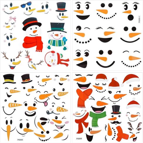Prasacco 16 Pcs Snowman Face Wall Stickers, Cute Christmas Snow Man Wall Decals Christmas Window Sticker Winter Wall Decals Snowman Face Wall Stickers for Fridge Wall Door Party Home Decoration(46) in Saudi Arabia