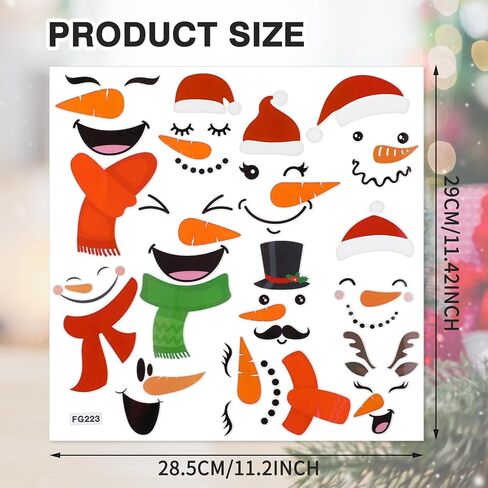 Prasacco 16 Pcs Snowman Face Wall Stickers, Cute Christmas Snow Man Wall Decals Christmas Window Sticker Winter Wall Decals Snowman Face Wall Stickers for Fridge Wall Door Party Home Decoration(46) in Saudi Arabia
