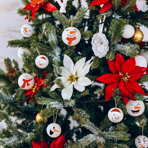 Prasacco 16 Pcs Snowman Face Wall Stickers, Cute Christmas Snow Man Wall Decals Christmas Window Sticker Winter Wall Decals Snowman Face Wall Stickers for Fridge Wall Door Party Home Decoration(46) in Saudi Arabia