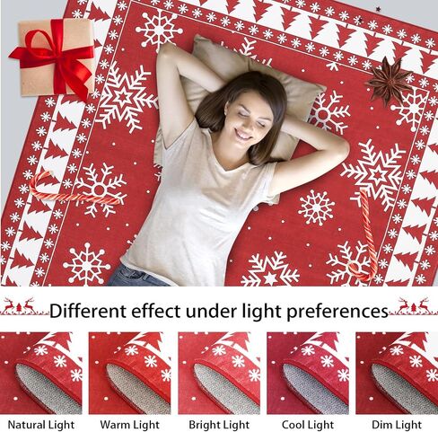 CAROMIO Christmas Hallway Runner Rug Holiday Decorative Bordered Area Rug, Washable Stain Resistant Non-Slip Floor Cover Xmas Tree and Snowflake Entrance Carpet for Laundry Kitchen, 2' x 6' in Saudi Arabia