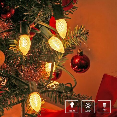 25 حزمة C7 أدى أضواء عيد الميلاد لمبة، C7 استبدال LED أضواء عيد الميلاد لمبة في الهواء الطلق، C7 شاتيربروف لمبة LED لأضواء سلسلة عيد الميلاد، قاعدة E12، الصف التجاري 2200K المصابيح البيضاء الدافئة in Saudi Arabia