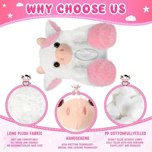 Cow Plush Toy, Plush Pillow Cow Toy, Palm Cows Plush Stuffed Animal Toy, Cartoon Cute Cow Plush Toy,Pink. in Saudi Arabia