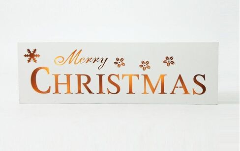 LED Lighted Merry X'mas Sign Decoration,Table Top Light, Window Top Light, Wall Light, 15 Inch Elegant White Wooden Lights, Battery Operated, By Masonanic in Saudi Arabia