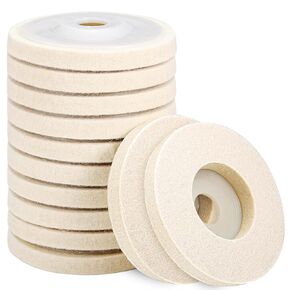 12pcs Wool Polishing Wheel Disc 4" Round Angle Grinder Polishing Wheel Wool Felt Polishing Wheel for Wood, Glass, Aluminum, Jewelry, Car Wax