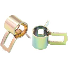50Pcs Spring Band Type Clips 6mm(1/4 Inch) Air Hose Tube Water Pipe Fuel Hose Line Vacuum Hose Clamp, Fit 6.5-7.2mm OD (Metallic)