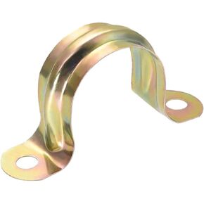 NGe 3/4inch Rigid Pipe Clamp Pipe Strap Clamp 2 Holes U Bracket Tube Clip Galvanized Brass Tone (100 Pcs)