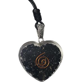 Energy Generator Black Tourmaline Stone Orgonite Heart Pendant for Strengthen Immune System - Swallows Negative Energy - Gives Positivity | with Adjustable Cord