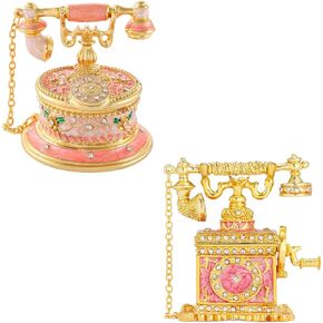 QIFU 2 Pcs Elegant Telephone Shaped Enameled Trinket Box Hinge