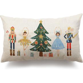 Merry Christmas Throw Pillow Cover 12x20 Inch Nutcracker Christmas Decor Winter Holiday Party Cushion Case Decoration for Sofa Couch YK-141B12