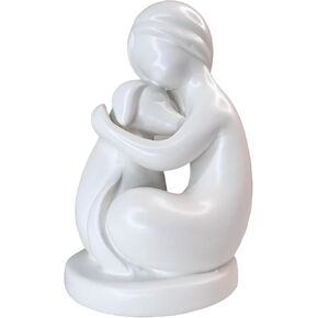 Girl Hugging Dog Figurine/Puppy Love Statue – 5 3/8" Tall Ceramic Stoneware Simple Modern Minimalist Pet Friendship Decor