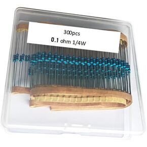 0.1 1/4W, 0.1R1/4W, 0.1 ohm, 0.1 R 1/4W, 0.1Ω resistor, 0.1 ohm resistor, 0.1 ohm Metal resistor, 0.1R Metal Film resistors 1/4w(0.25w) 1% tolerance 0.01 MF Metal Film Fixed Resistor 300(10PCS)