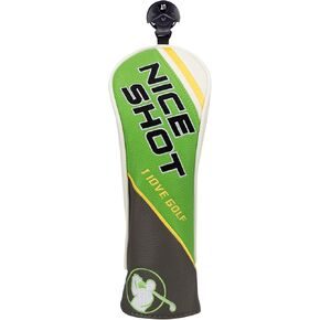 Nice Shot I Love Golf Green White Gray Golf Driver Fairway Wood Hybrids Head Cover Travel Protector Case for Callaway Epic Flash Sub Zero Driver Golf Clubs and so on