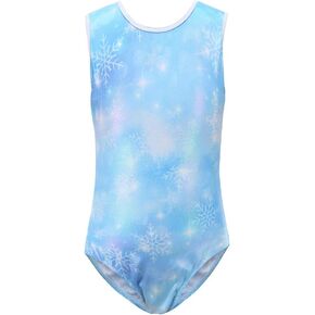 Gymnastic Leotards for Girls Swirl Snowflake Metallic Ballet Dance Bodysuit