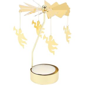 Surakey Candle Toppers Jar Candle Accessories - Rotating Candlestick Valentines Day Gift Spinning Tea Light Gold Candle Holder - Romantic Candlestick Ornament for Party Home Decor (Fairy)
