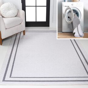 JONATHAN Y WSH125C-28 Sloane Classic 2-Stripe Border Washable Dark Purple/Light Purple 2 ft. x 8 ft. Runner Rug, Pet Friendly, Stain Resistant, Easy to Clean, for Bedroom, Living Room, Kitchen