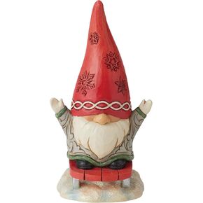 Enesco Jim Shore Heartwood Creek Gnome Sledding Figurine, 5.31 Inch, Multicolor