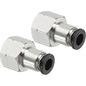 PATIKIL Female Straight Tubing Push to Connect Fittings, 2 Pack Female Straight 1/4 Inch Tube OD x 1/4 Inch NPT Thread Push to Connect Fittings for Air Water