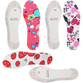 3 Pairs Memory Sponge Shoe Insoles, Fun Design Shoe Inserts Replacement Multi-Colored Cushioning Insoles for Everyday Use, Heel Grips Soft and Breathable Shoe Soles Spring Summer