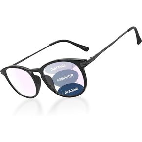 Progressive Multifocal Reading Glasses Women Men No Line Bifocal Transition Readers Mid-Near Range 3ft Round Lens