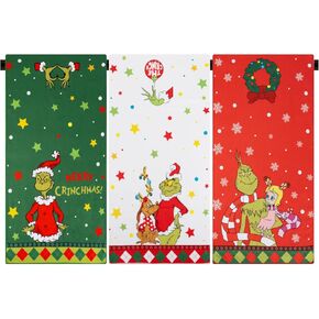 3 Pack Christmas Hand Towels for Kitchen, 14" x 28" Large Christmas Kitchen Bathroom Decor Absorbent Xmas Tea Dish Towels Set for Drying Cleaning Cooking Xmas Holiday Housewarming Gift for New Home