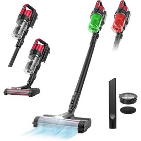 IRIS USA TRILIGHT Cordless Vacuum Cleaner, 11-inch Powerhead, Self-Standing Design, Fast Charging, 50-Minute Runtime, LED Dust Sensor, Black