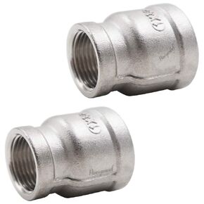 NPT 1-3/4 female hose adapter,water pipe reducer fitting，stainless steel double connector for garden,drain,home,gas,air,fuel,plumbing,machining (2 pcs)