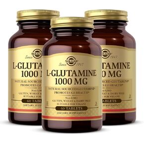 SOLGAR L-Glutamine 1000 mg - 60 Tablets, Pack of 3 - Non-GMO, Vegan, Gluten Free, Kosher - 90 Total Servings