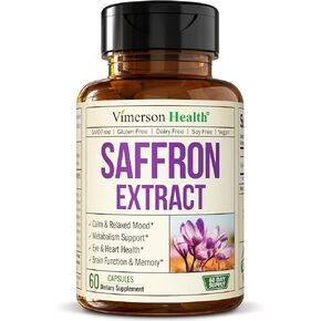 Saffron Supplements for Women & Men. Saffron Extract Capsules Promote Eye, Heart, Brain & Metabolic Health. 100% Pure Saffron (Azafran) Alternative to Saffron Gummies or Safron Powder. Vegan 60 Caps
