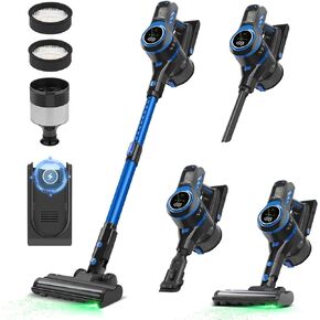 Vacuum Cleaners for Home, Lightweight Cordless Vacuum Cleaner for Carpet, Hard Floor, Pet Hair, Vacuum Cleaner with HEPA Filter, Side Light,Max 55 Mins, Full Touch Screen