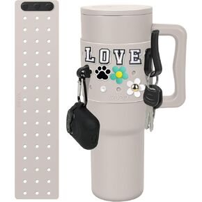 WUQID Cup Accessories Holes Charm Strip Compatible with Stanley, Hydroflask & Owalaa, DIY Multi Holes Stanleyy Cup Accessories, Water Bottle Charms for Women Girls