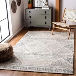 SAFAVIEH Micro-Loop Collection Runner Rug - 2'3" x 7', Ivory & Grey, Handmade Moroccan Boho Wool, Ideal for High Traffic Areas in Living Room, Bedroom (MLP206A)