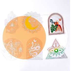 Rainbow Window Film Suncatcher Sticker Indoor, Mushroom Stained Glass Window Decals, Anti Collision Window Clings for Bird Strikes, Sun Catchers Window Rainbow Maker 6pcs