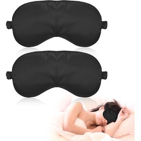 Molain Sleep Mask, 2 Pack Silky Eye Cover Soft Satin Blindfold Elastic Strap Night Eye Shade for Women Men, Eye Sleep Shade Cover, Blocks Light Reduces Puffy Eyes Gifts(Pink and Black)
