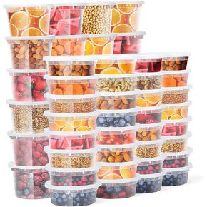 Glotoch 48 Pack 24 oz. (3 Cups) Plastic Food and Drink Storage Containers Set with Lids - Microwave, Freezer & Dishwasher Safe Eco-Friendly, BPA-Free, Reusable & Stackable