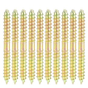 Dowel Screw, 10pcs 6 * 60mm Zinc Plating Dowel Screw Double Sided Screw Double Ended Screw Wood to Wood Woodworking Furniture Connecting Fixing Dowel Screws