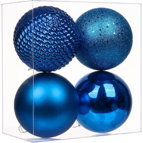 Christmas Ornaments Balls 5.9" Large Christmas Decorations Xmas Tree Shatterproof Big Blue Christmas Ball Ornaments with Hanging Loop for Wedding Holiday Halloween Party Indoor Outdoor Decor 2 Pcs