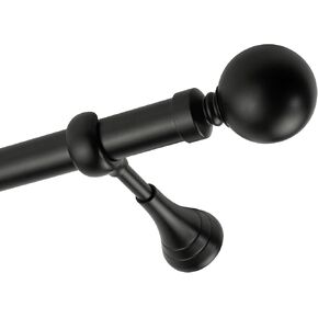 Heavy Duty Curtain Rods for Windows 48 to 84, Adjustable Curtain Rod with three Heavy Duty Extra Long Brackets included, Matte Black 1 inch Expandable Rod