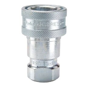 H2-62 Series 60 Steel Multi-Purpose Quick Coupler with Female Pipe Thread, ISO 7241 Series B Interchange, Poppet Valve, 1/4" Body Size, 1/4"-18 NPTF Thread, 2.26" Length