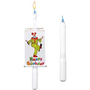 2pcs Novelty Birthday Candle, Pop Up Fan Cupcake Candle Clown Happy Birthday Candle Trick Cake Candles for Party Supplies Dessert Decor (5.24 Inch, Banner Clown Style)