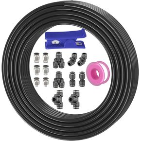 Black 1/4 Inch (6.35MM) Air Hose, 32.8Ft (10M), TPU Material, Industrial Air Hoses, 1/4 NPT Fittings, 145 PSI, 1 Pack