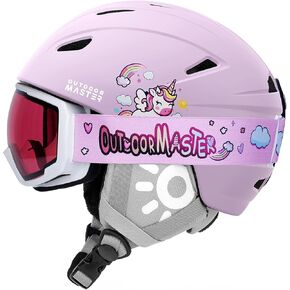 OutdoorMaster Anoa Kids Ski Helmet and Goggles Set - Snowboard Helmet with Ski Goggles - Durable PC Shell, Shock-Absorbing EPS Core & Adjustable Fit - Certified Snow Helmets for Boys, Girls & Youth