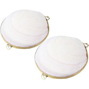 Housoutil 2pcs Shell Jewelry Box Novelty Jewelry Holder Sea Shell Trinket Boxes Beach Themed Jewelry Organizer Delicate Seashell Container Lipstick Plate Metal Ring Natural Jewelry Tray