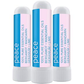 MOXĒ Peace Nasal Inhaler, Calming Essential Oil Blend, Tension Relief, Helps Relaxation and Meditation, Soothing Fragrance, Bergamot, Mandarin, Geranium, Lime, Made in USA (3 Pack)